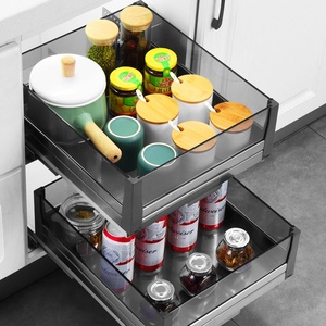Modern <b>Kitchen</b> Cabinet Spice Rack-Stainless Steel Glass Small-Sized Spice <b>Basket</b> Drawer-Style Dining Room Storage - Product Image 6