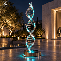 Sculpture ADN en acier inoxydable illuminée, finition miroir, art scientifique personnalisé pour la décoration paysagère des places, hôtels, centres d'art et campus