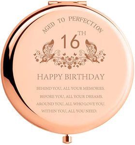 Gül altın büyüteç kompakt ayna katlanır Mini cep çift taraflı seyahat makyaj aynası çanta cep ve seyahat için mükemmel - Product Image 1