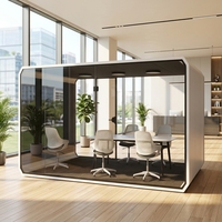 Cabine de bureau insonorisée pour 1 personne, cabine fermée avec porte en verre pour bureau en espace ouvert, réduction du bruit