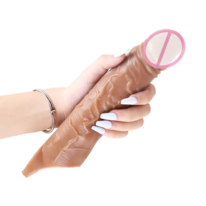 Hochwertige Silikon-Dildos und Kondomhüllen Langlebig Wiederverwendbar Waschbar Penisvergrößerung Sexspielzeug für Männer - Product Image 2