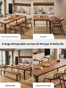<span class=keywords><strong>Set</strong></span> Tavolo da Pranzo Rettangolare e Sedie in Legno Massello di Noce Nero Nordamericano Stile Vintage con Struttura a Mortasa e Tenone per Arredamento Casa - Product Image 6