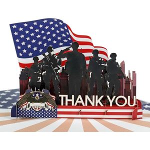 Tarjeta de Agradecimiento Patriótica Pop-Up con Laminación Brillante de 4 Colores, Diseño 3D de Soldados Militares y Bandera Americana para el Día de los Veteranos y el Día de los Caídos - Product Image 5