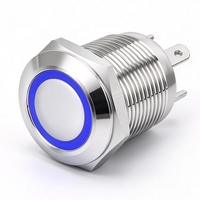 Sakelar Tombol Tekan Logam 12mm Pemasangan Panel Momentary Latching