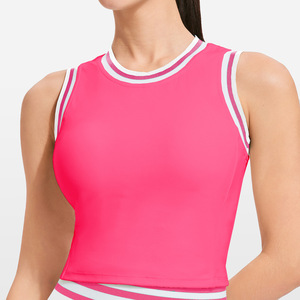 Date Logo Personnalisé S-3XL Femmes Golf Tennis Porter Rayé Rembourré Débardeur Yoga Actif Padel Pickleball Top - Product Image 5