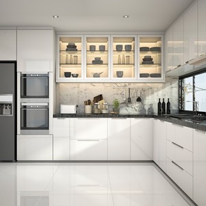 Muebles modernos de madera maciza con panel de puerta de laca acrílica, soporte de armario de cocina para <span class=keywords><strong>estufa</strong></span> de <span class=keywords><strong>horno</strong></span> - Product Image 2