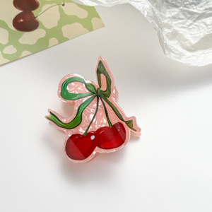 New Arriving <b>Sweet</b> Cherry Plastic Acrylic Hair Claw 7.5CM Fruit Shape Hair Clip Children Women Fashion Hair Accessories - Product Image 6