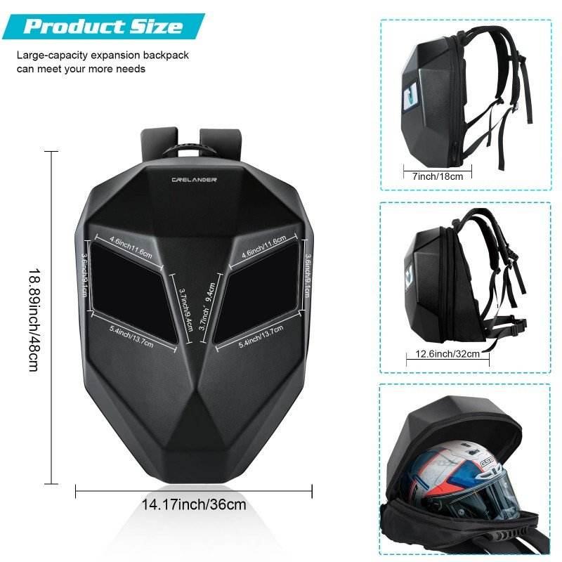 Waterproof LED Motorcycle Backpack with USB 20-36L Motorbike Bag
