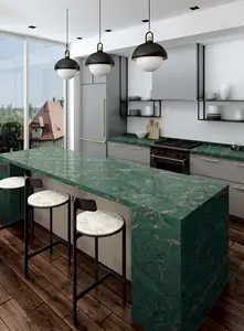 Luxury Green Color Quartz Stone Slab Big Sizes Natural Quartz Stone Slab For Home Kitchen Countertop Counter Table