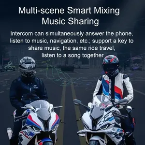 <span class=keywords><strong>Intercomunicador</strong></span> Y12 Pro 1500M para Casco de <span class=keywords><strong>Moto</strong></span>, Impermeable, con Auriculares Bluetooth, Mezcla de Audio FM y Funciones para Compartir Música - Product Image 4