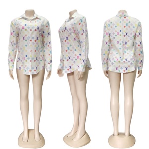 Blusa de Diseñador de Lujo con Estampado y Botones, Moda Otoñal, Mangas Largas, Cuello Camisero, Casual, Transpirable, Marcas Famosas - Product Image 2