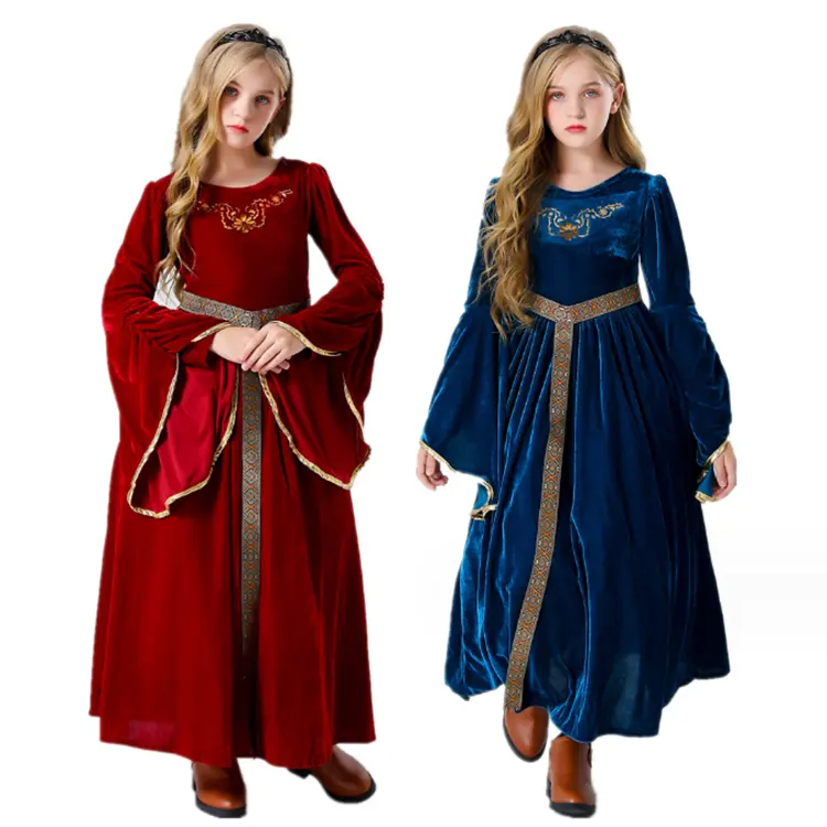 Robes de cour vintage Filles Robes longues Drama Performance Costumes Princesse Dress Up Noël