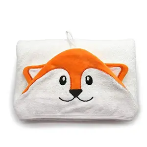 993 Premium Organic Cotton Toddler Kids Plush Animal Pattern Cute Fox Hooded Blanket For Bath