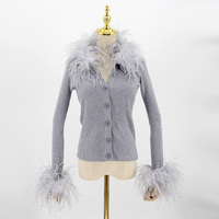 Mengjiqiuchen-pull tricoté de luxe pour femme, avec fourrure d'autruche, pour printemps