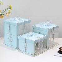 Customization 12 Inch Tall Clear Plastic Transparent Paper Cake Boxes Packaging with Lid