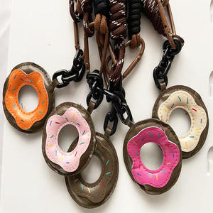 Wholesale Eco-friendly Miu Cute Korean-Style Donut Bread Keychain Leather <b>Lanyard</b> Pendant Bag Ig Accessories Cartoon <b>Car</b> Braided - Product Image 2