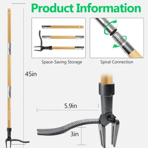 Vườn tay công cụ dài xử lý 4-Claw thép đầu 3-sectioal cực thiết kế dễ dàng loại bỏ cỏ dại sử dụng uốn kéo - Product Image 2