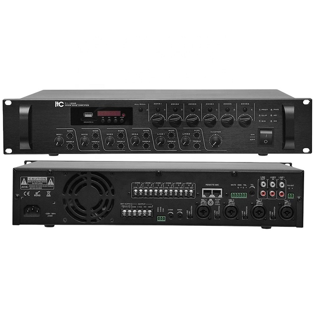 Professional 6 Zones PA Digital Amplifier Audio Power 5.1 Amplifier System with USB / Blue-tooth / FM Karaoke Dj Amplifier