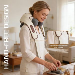 Écharpe de massage Shiatsu chauffante électrique portable de haute qualité pour le cou, les épaules, le dos et le corps entier, outil de soulagement de la douleur pour les voyages - Product Image 4