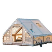 Carpa Inflable de Lujo Grande para Glamping, Casa de Lona para 4-6 Personas, Impermeable para Acampar al Aire Libre, 3 Estaciones, con 12 Ventilaciones y Orificio para Estufa