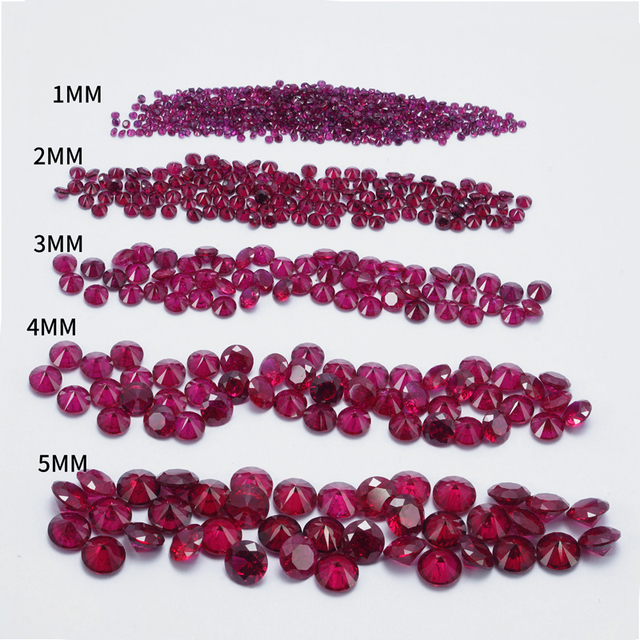 0.8mm-3.0mm Melee Size Loose Synthetic Ruby Gemstones with Cracks and Inclusions #8 Pigeon Blood Red Color for Jewelry Making
