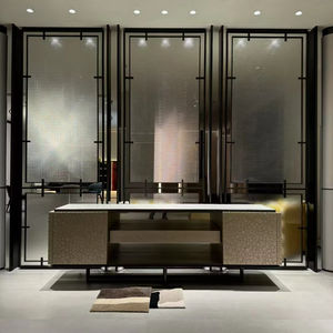 División de Espacios Colgante de Acero al Carbono con Diseño Art Deco, Cortada con Láser, con Acero Inoxidable y Vidrio, para Privacidad en Balcones y Pantallas Decorativas - Product Image 1