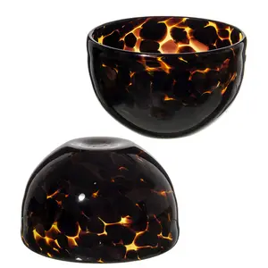 Samlife Artisan Handmade Serving Mixing Bowl Mexico Hand Blown Recycled Tortoise Shell Colored Mexican Glass Bowls