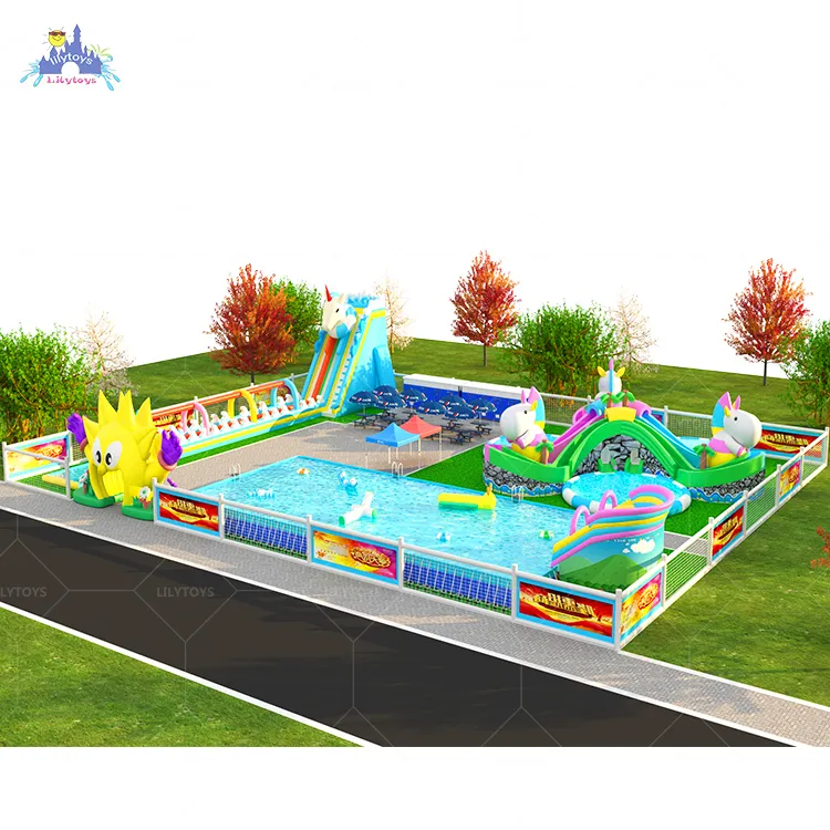Lilytoys arazi ticari şişme su parkı projesi tasarım zemin aqua park