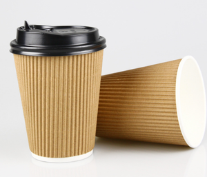 8oz 12oz 16oz conception personnalisée à <span class=keywords><strong>triple</strong></span> paroi tasses en papier ondulation tasses à café en papier peint ondulé - Product Image 1