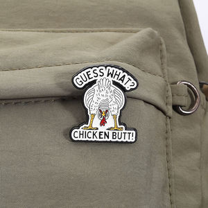 دبابيس بروش بالمينا للمؤخرة دجاج تخمين ما هو اقتباس مضحك بروش هوب هدية بالجملة - Product Image 3