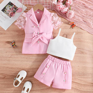 Vendita calda estate 3-8 anni nuovi vestiti per bambini bella ed elegante ragazza Set di abbigliamento 3 pezzi - Product Image 1