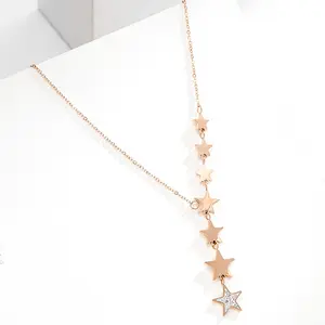 Personality Dainty Gold Simple Star Charm Pentagram Pendant Necklace Stainless Steel Fashion Jewelry Daily Wear Accessories