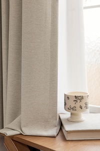 Popular de moda de lujo de poliéster Lino Color crema cortinas opacas tela para sala de estar Hotel dormitorio ventanas - Product Image 4