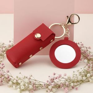 Llavero Portátil y Duradero de Cuero PU de Alta Calidad con Espejo para Lápiz Labial y Brillo Labial - Product Image 4