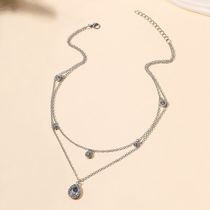 Adorno nuevo collar multicapa de gota de agua de cristal chapado en oro enlace de moda bodas fiestas Socialite Street Shots Idea de regalo - Product Image 4