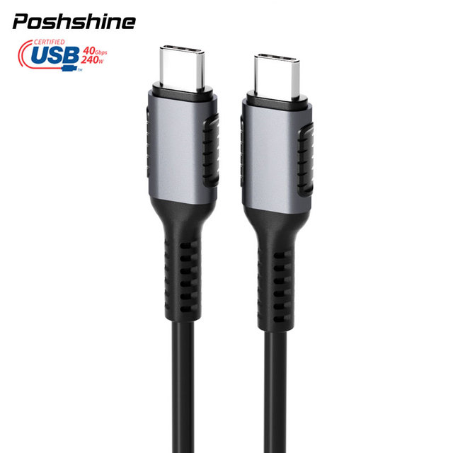 Poshshine USB-IF Certified Competitive Price 1m Type c 240W Cable 40Gbps 8K 60Hz EPR 240W USB C Cable USB4 Compatible