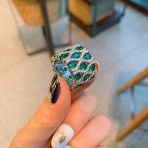 <b>Dainty</b> Jewelry Eco-friendly Copper Micro Pave Multi Colorful Zircon 3 Layered CZ Eternity <b>Rings</b> Tarnish Free for Women - Product Image 5