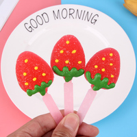 HALAl Certified Manufacturer Wholesale Custom Soft Candy Lollipop 20g Fruit Flavor Strawberry Shape for Kids' Snacks