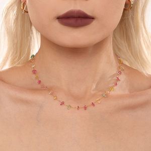 Gold-color Plated Stainless Steel Colorful <b>Crystal</b> Stone Non-Tarnish Trendy Geometric Clavicle Chain Necklace Jewelry <b>Set</b> - Product Image 5