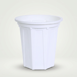 Factory Direct Sale Durable White Injection Molded <b>Plastic</b> Flower Pots Reusable Vertical Ridged <b>Planters</b> for Seedlings - Product Image 1