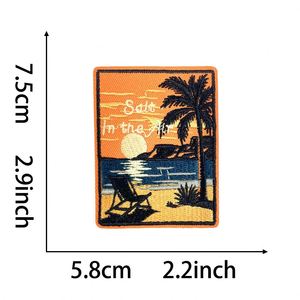 Parche Bordado Termoadhesivo de Estilo Clásico con Paisaje de Playa, Palmeras y Atardecer, para Decorar Sombreros y Abrigos - Product Image 6