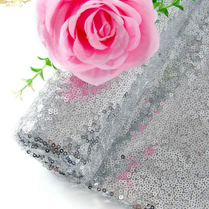 Tissu à paillettes de 3 mm, broderie de perles, broderie tubulaire, dentelle à paillettes violettes, tissu en maille à perles pour robe de mariée, prix de gros - Product Image 2