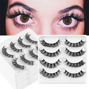 Cils synthétiques Flash Girl faits à la main en gros, paquet de 4 paires, aspect naturel russe pour un volume intense et une simulation réaliste - Product Image 3