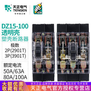 Tengen DZ15-100ไฟฟ้า3901t 2p 3p ตัวตัดวงจร63A 100A ความร้อนแม่เหล็ก400v - Product Image 5