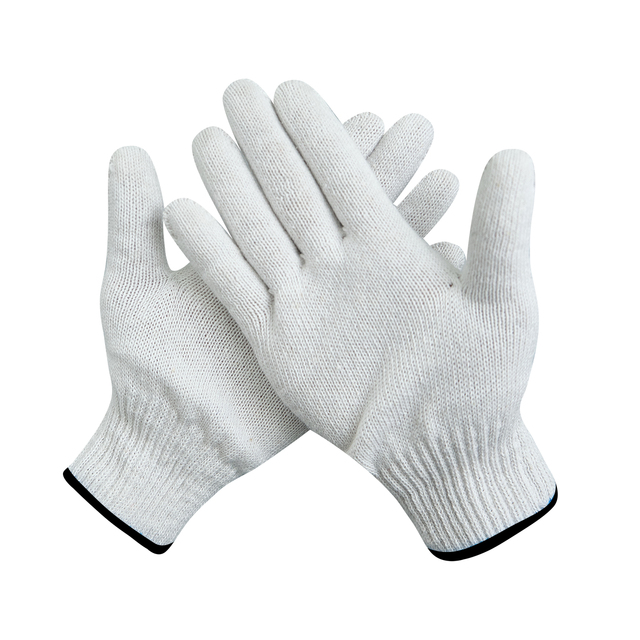 Factory Direct Sales 400-800g/Dozen Cotton Yarn Knitting Gloves Elastic Cuff Anti-Slip Wear-Resistant High Quality Black Machine