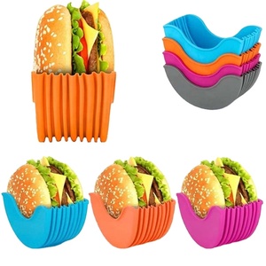 ที่ใส่เบอร์เกอร์แบบพับเก็บได้ทำจากซิลิโคนเป็นมิตรกับสิ่งแวดล้อม4ชิ้นที่เก็บแฮมเบอร์เกอร์แบบปรับได้สำหรับการรับประทานอาหารในงานปาร์ตี้ - Product Image 1