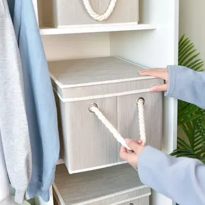 Nouvel Organisateur de Vêtements Rectangulaire Pliable en Tissu Non-Tissé Style Moderne avec Couvercle et Poignées Grande Capacité Rangement Écologique - Product Image 4