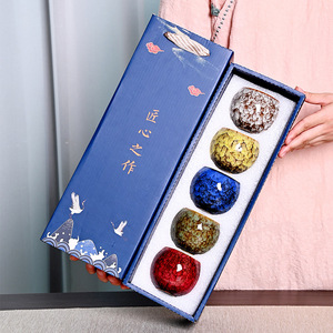 Kiln-fired Five Elements Tea Cup Set Ceramic Jianzhan Tianmu Heat-Resistant Gift <b>Box</b> For <b>Presents</b> - Product Image 4