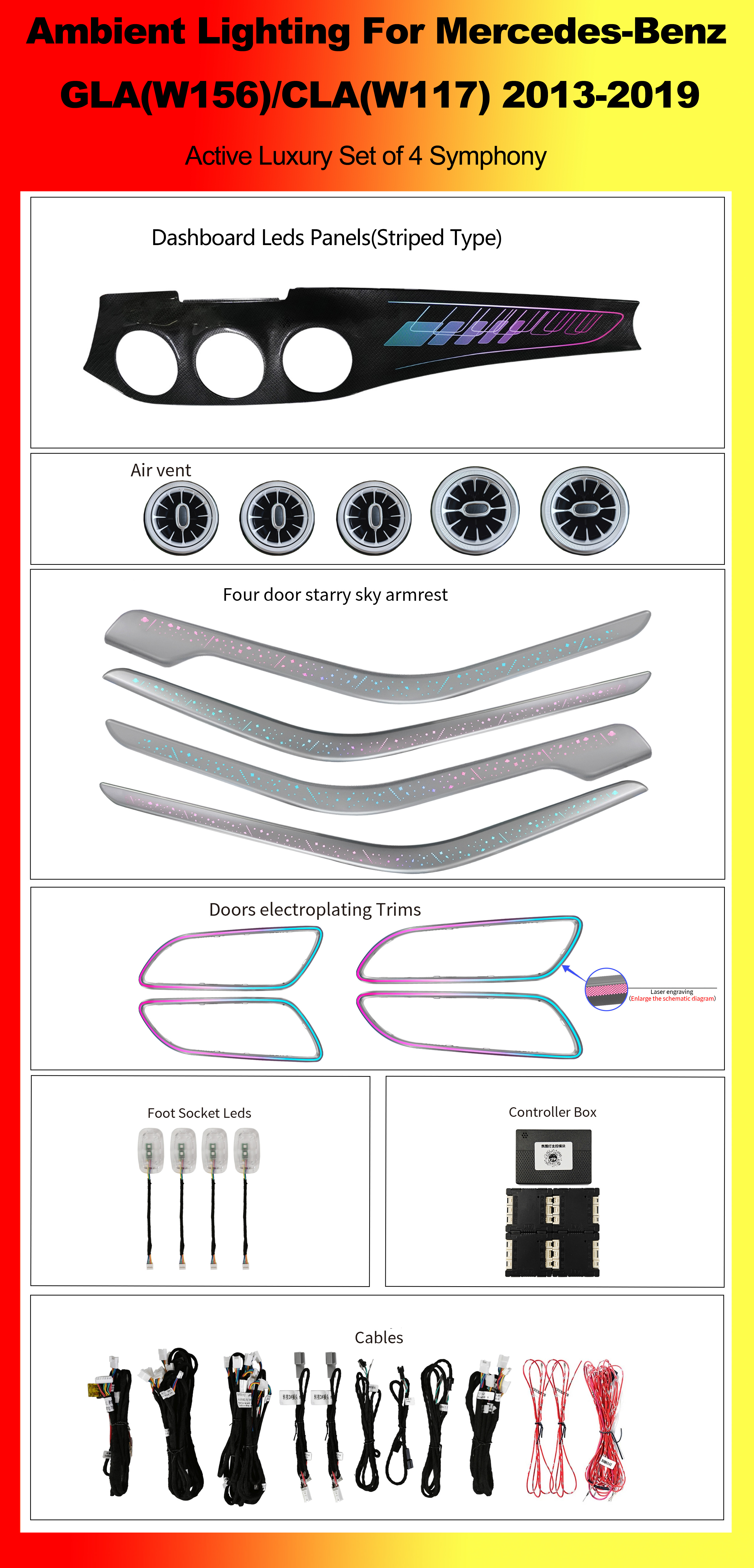 GLA(W156)/CLA(W117) Ensemble de luxe actif de 4