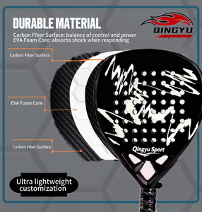 Équipement de <span class=keywords><strong>padel</strong></span> professionnel Qingyu Sport, raquettes personnalisées en fibre de carbone, noyau en mousse EVA, polyester imperméable, légères et résistantes - Product Image 5
